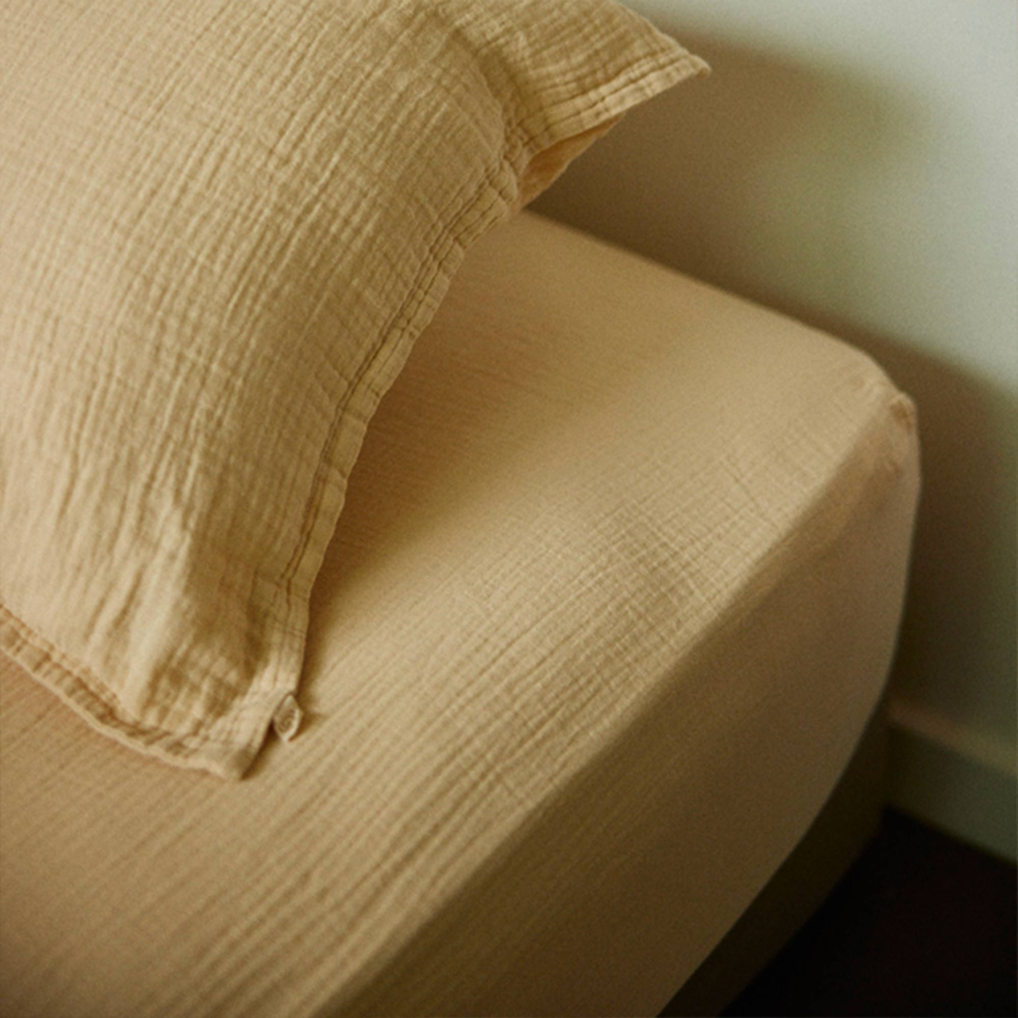 Drap housse double gaze coton BIO - Beige main image 1